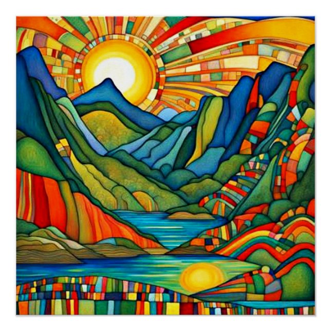 Dawn over fjord 9 poster (Front)