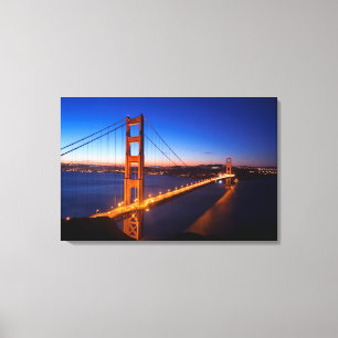 Dawn over San Francisco and Golden Gate Bridge. Canvas Print