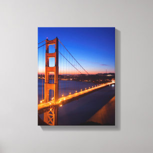 Dawn over San Francisco and Golden Gate Bridge. Canvas Print