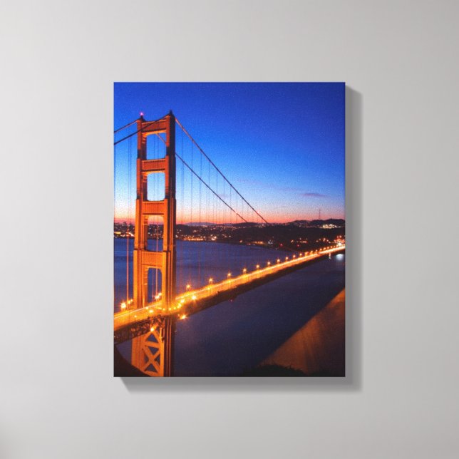 Dawn over San Francisco and Golden Gate Bridge. Canvas Print (Front)
