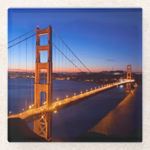 Dawn over San Francisco and Golden Gate Bridge. Glass Coaster