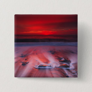 Dawn Over The Stormy Sea 15 Cm Square Badge