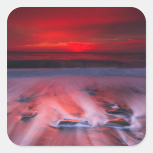 Dawn Over The Stormy Sea Square Sticker