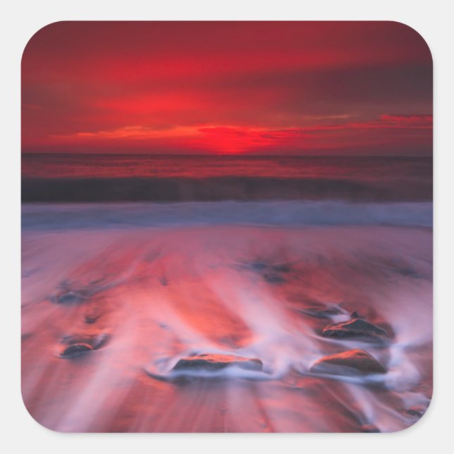 Dawn Over The Stormy Sea Square Sticker (Front)