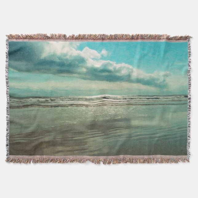 Dawn Skies at the Beach Throw Blanket (Front)