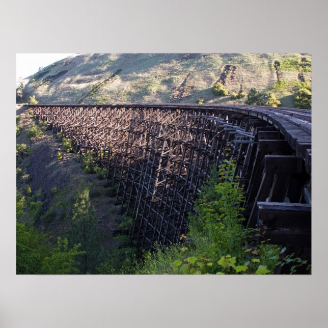 Dawn Sun, Bridge 22, Camas Prairie Railroad Poster (Front)