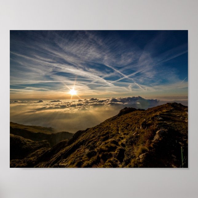 Dawn Sun Mountain Landscape Poster (Front)