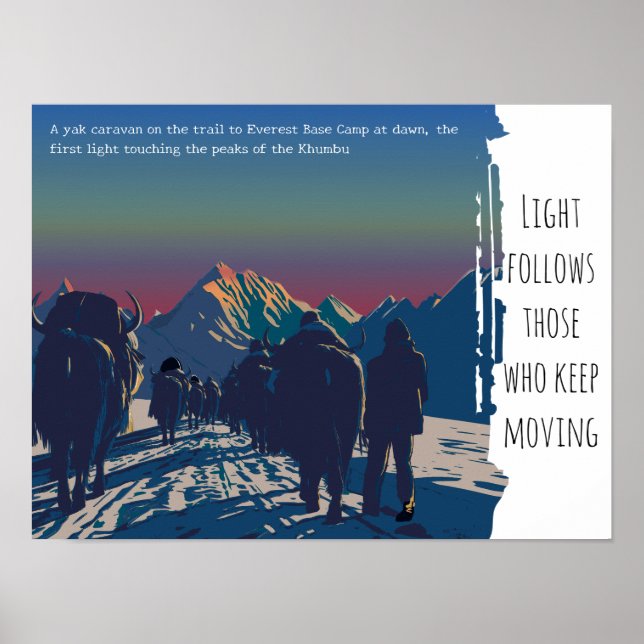 Dawn Yak Caravan Everest Motivational Poster (Front)