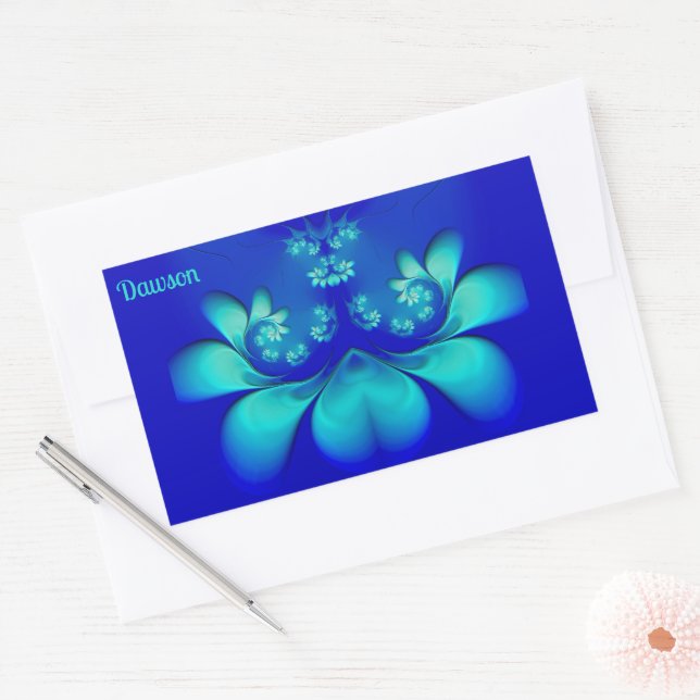 DAWSON ~ Shades Aqua, Blue  Abstract ~ Rectangular Sticker (Envelope)