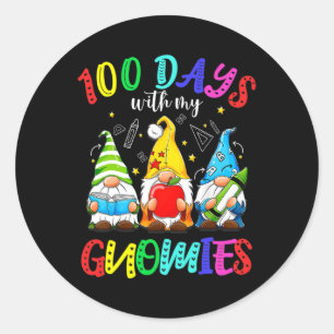 Day 100 Days Of School Gnome Costume Women Men Kid Classic Round Sticker