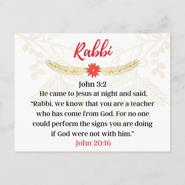 Day 16. Names Of Jesus Rabbi Advent Postcard (Back)