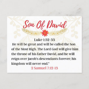 Day 19. Names Of Jesus   Son Of David Advent  Postcard