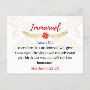 Day 1. Names Of Jesus   Immanuel   Advent Calendar Postcard