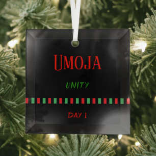 Day 1 Umoja Principle Kwanzaa Glass Tree Decoration