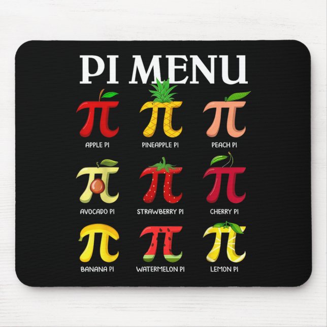 Day 314 menu funny fruit pie menu teachers math mouse mat (Front)