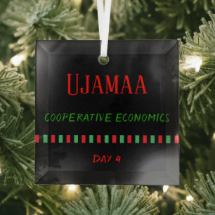 Day 4 Ujamaa Principle Kwanzaa Glass Tree Decoration