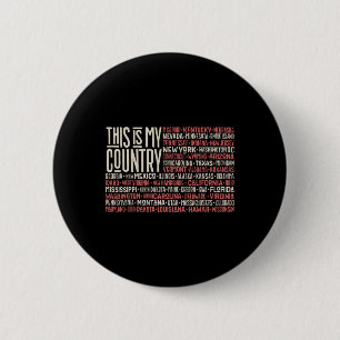 Day 4th July Usa Flag America State Map Names 1 6 Cm Round Badge