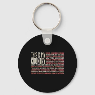 Day 4th July Usa Flag America State Map Names 1  Key Ring