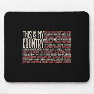 Day 4th July Usa Flag America State Map Names 1 Mouse Mat