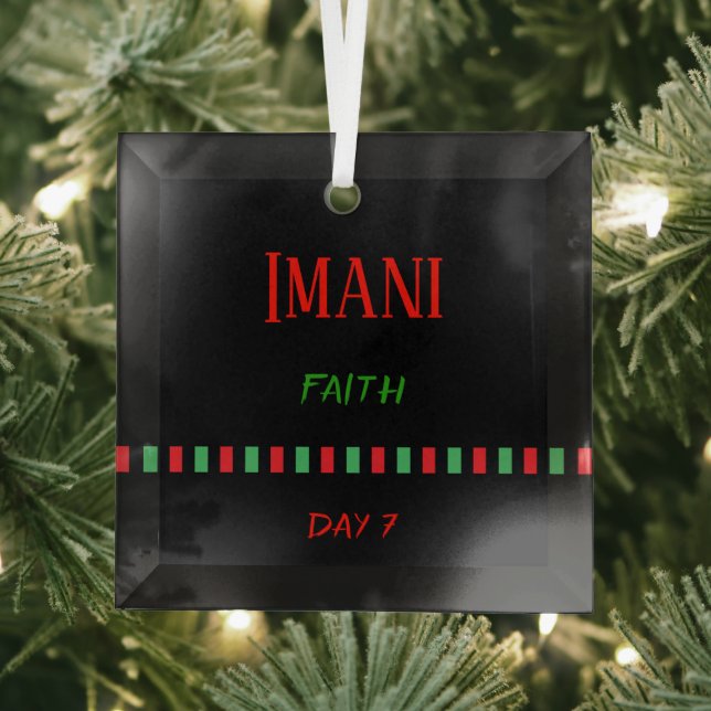 Day 7 Imani Kwanzaa Glass Tree Decoration (Insitu)