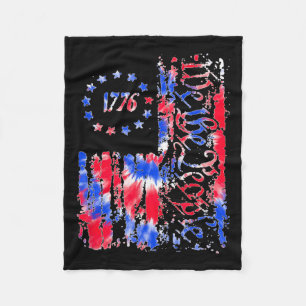 Day American Flag Patriotic 1776 We The Tie Dye Fleece Blanket