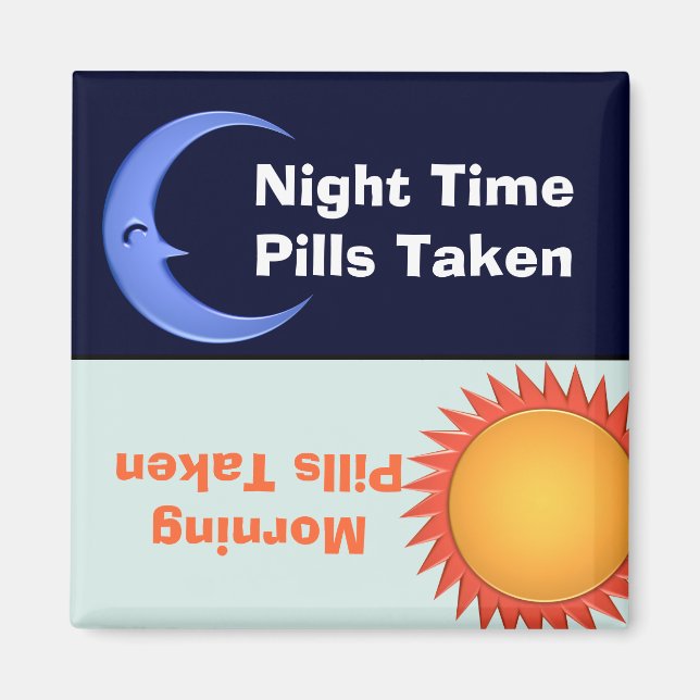 Day and Night Medication Reminder Magnet (Front)