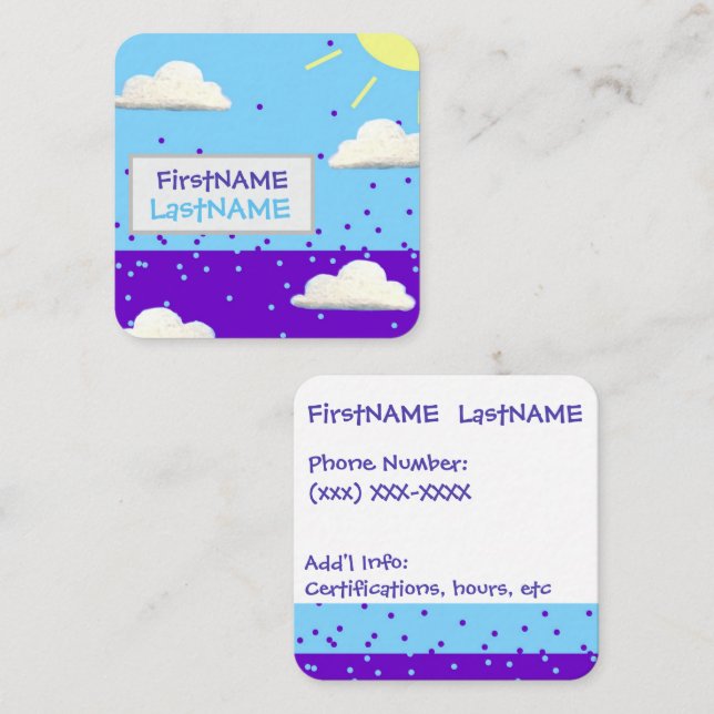 Day and Night Square, 2.5" x 2.5" Business Card (Front/Back)