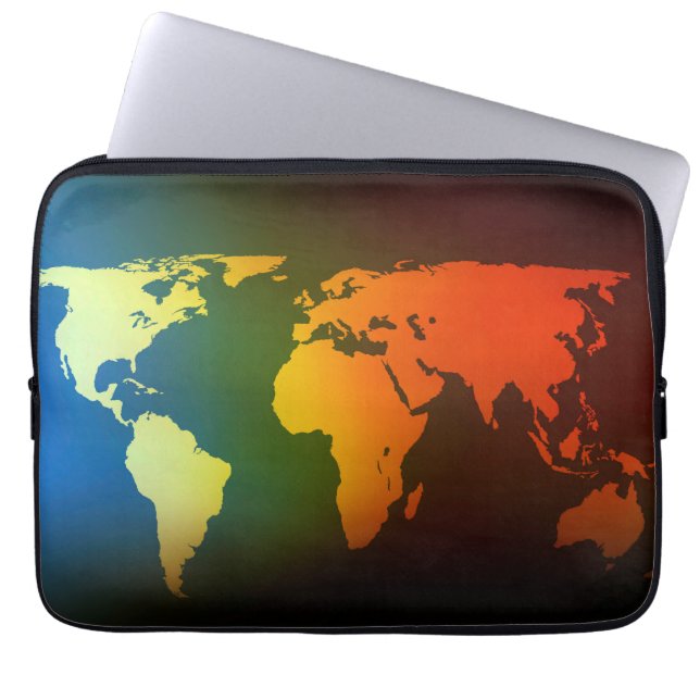 Day and night world globe laptop sleeve (Front)