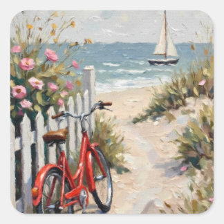 Day at the Beach Square Sticker