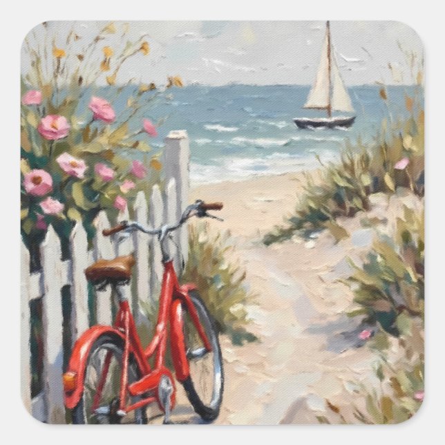 Day at the Beach Square Sticker (Front)
