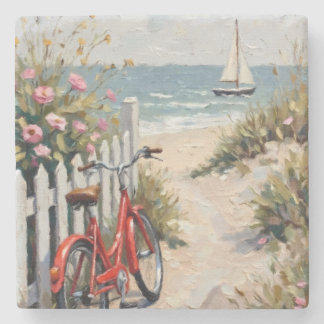 Day at the Beach Stone Coaster