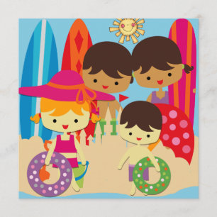 Day at the Beach Swimming Birthday Invitations