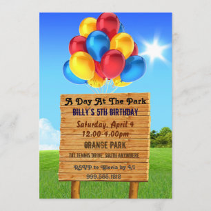 Day at the Park Birthday Party Invitations