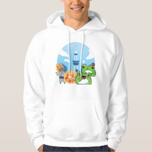 Day at the Tokyo Skytree with Cat and Frogs Hoodie