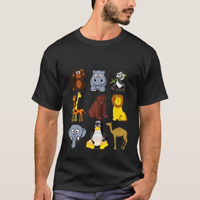 Day At The Zoo With 9 Animated Graphics T-Shirt (Front)