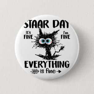 Day Black Cat Teacher Student Kids Staar Testing D 6 Cm Round Badge