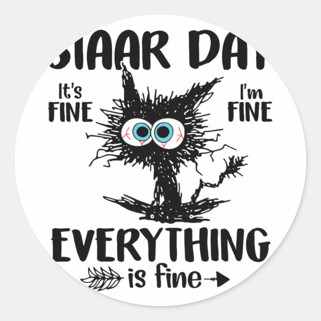 Day Black Cat Teacher Student Kids Staar Testing D Classic Round Sticker (Front)