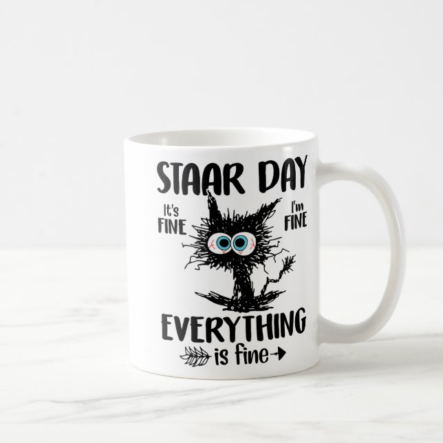 Day Black Cat Teacher Student Kids Staar Testing D Coffee Mug (Right)