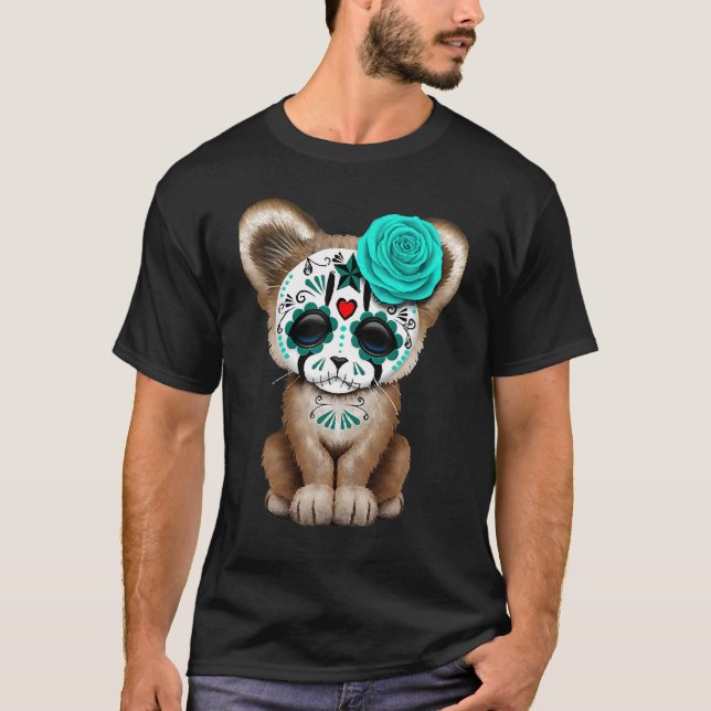 Day Blue Of The Sugar Dead Skull Cougar Cub Classi T-Shirt (Front)