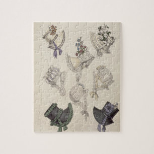 Day bonnets, fashion plate from Ackermann's Reposi Jigsaw Puzzle