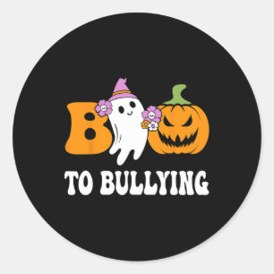 Day Boo To Bullying Awareness Ghost Pumpkin Orange Classic Round Sticker