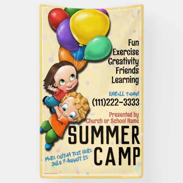 Day Camp Summer Camp Child Care Customisable Banner (Vertical)