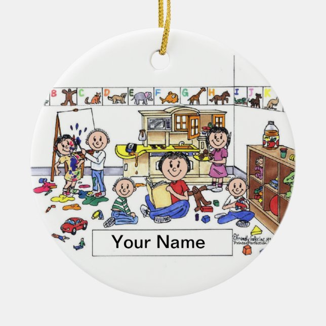 Day Car Worker - Female Ceramic Tree Decoration (Front)