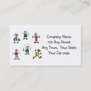 day care,child care, teacher or babysitting white business card