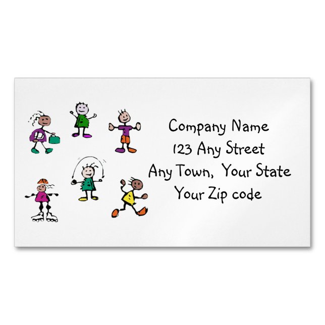 day care,child care, teacher or babysitting white 	Magnetic business card (Front)