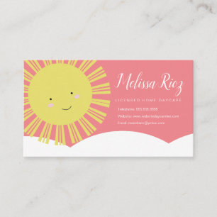 Day Care Children's Babysitter Sun Pink Business Card