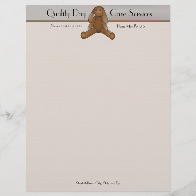 Day Care Professional Business Letterhead Template (Front)