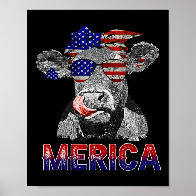 Day Cow Merica 4th Of July Cows Lovers  Poster (Front)