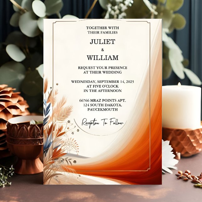 Day Desert Rustic Boho Autumn Ombre Brown Wedding Invitation (Creator Uploaded)