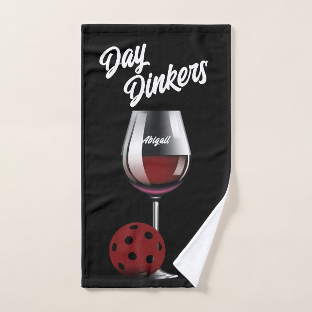 Day Dinkers Pickleball Team Name Red Wine Hand Towel (Hand Towel)